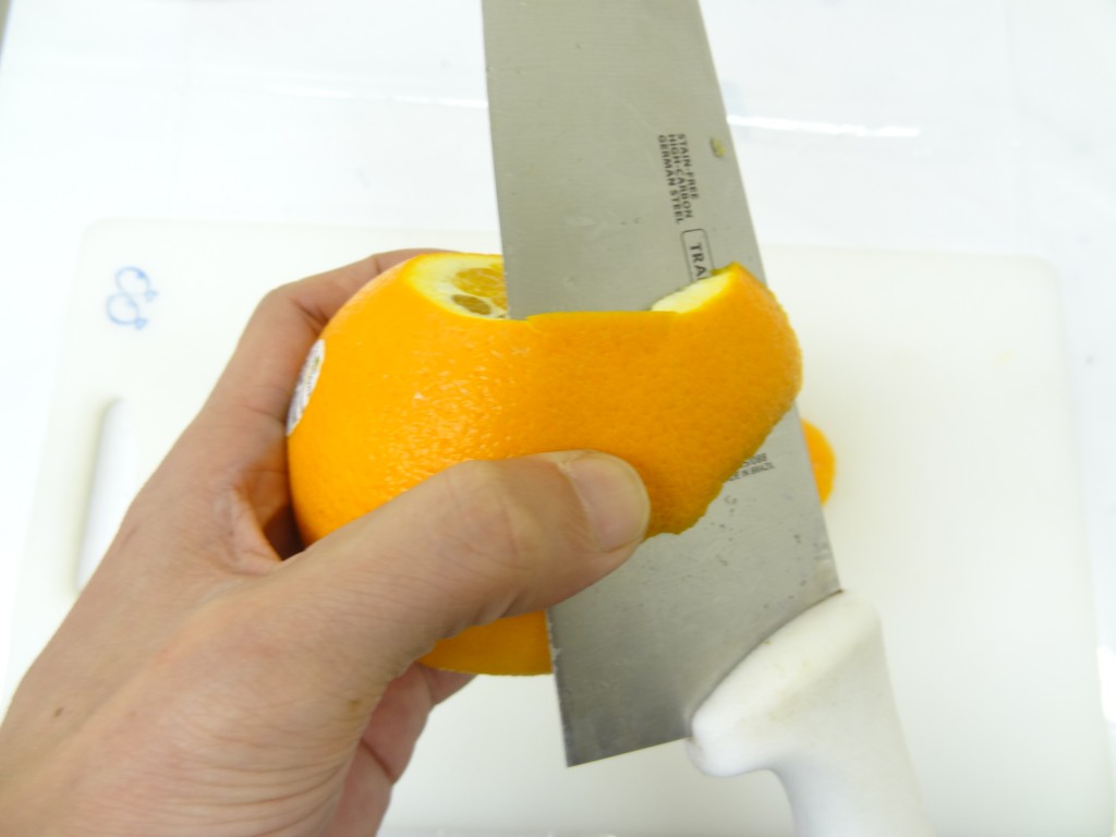 オレンジ　皮むき　フルーツレザー作り