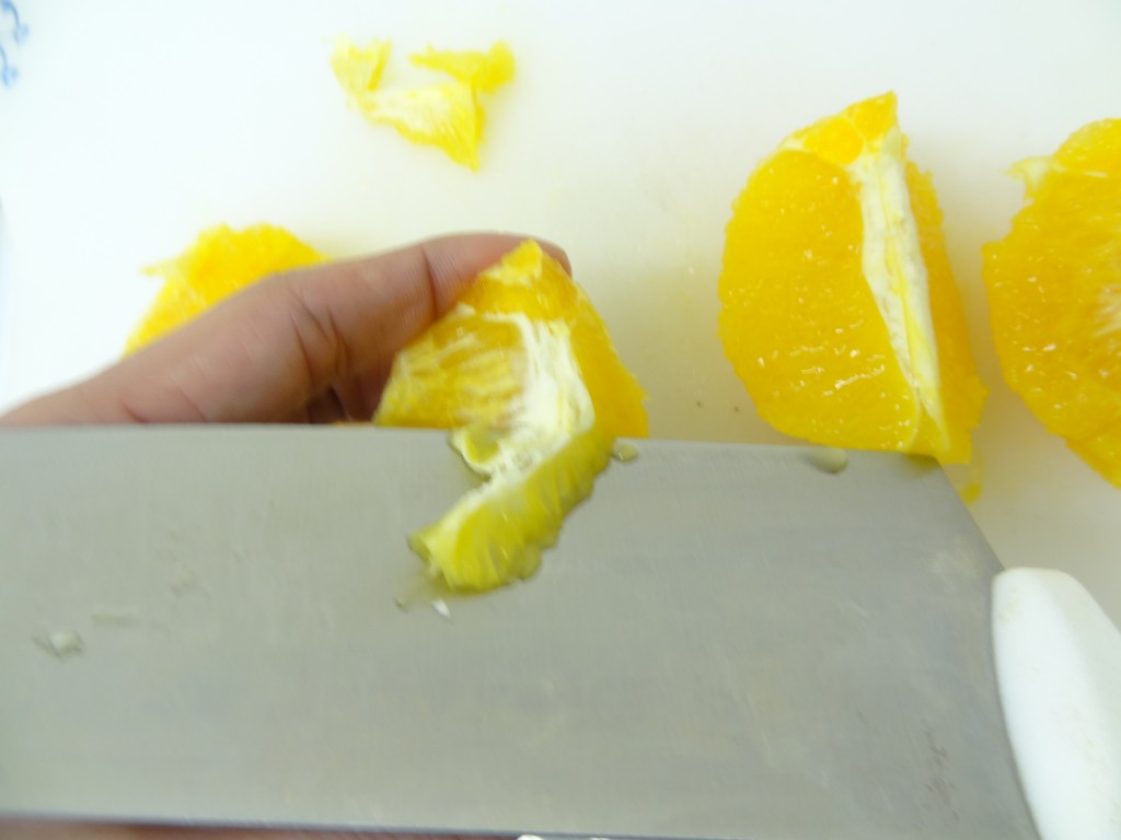 オレンジ　カット　フルーツレザー作り